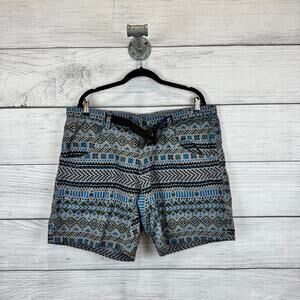 Kavu Men's Gray Belted Geometric Outdoor Hiking Chilli Shorts Size XXL